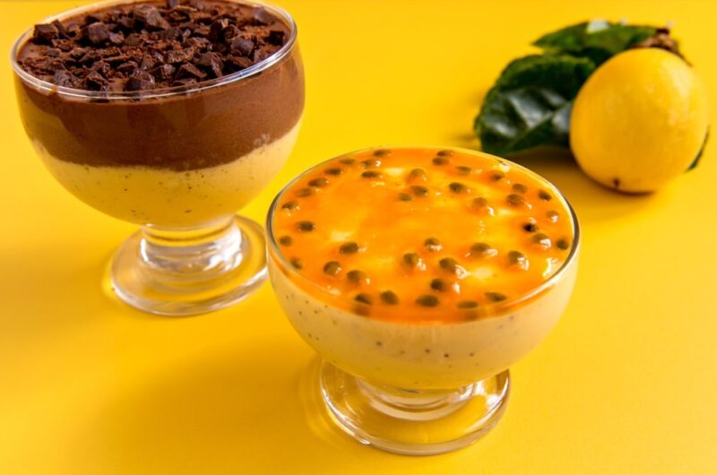 mousse de maracujá e chocolate